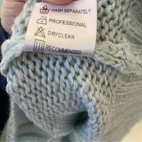 Misslook Chunky Oversized Light Blue Cardigan Sweater Button Closure Large - Picture 4 of 9